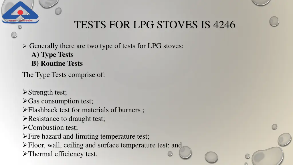 tests for lpg stoves is 4246