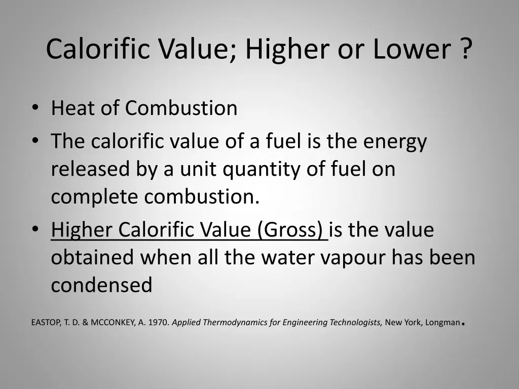 calorific value higher or lower