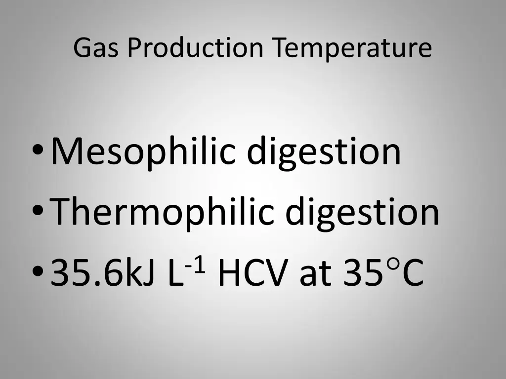 gas production temperature