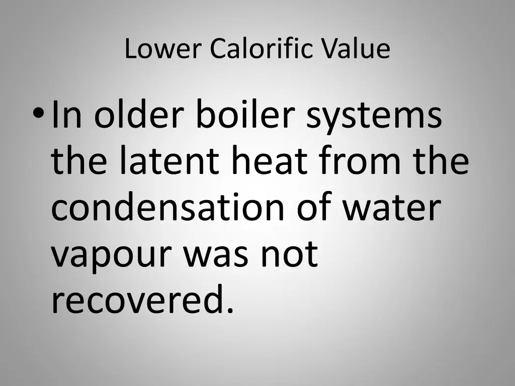 lower calorific value