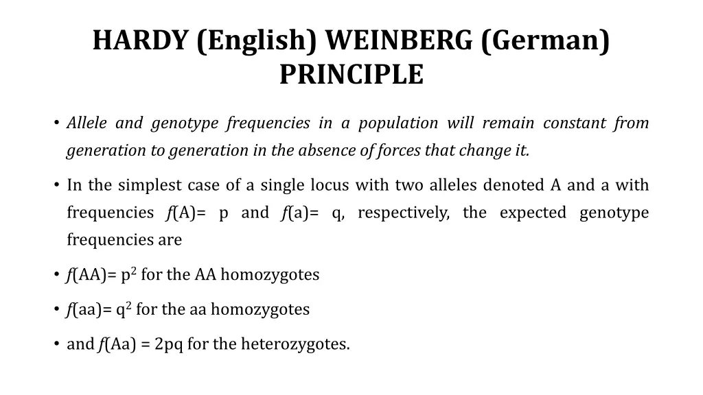 hardy english weinberg german principle