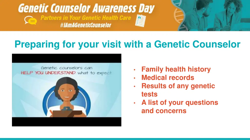 preparing for your visit with a genetic counselor