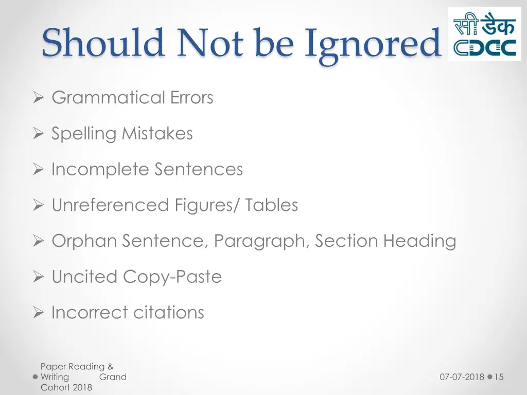 should not be ignored
