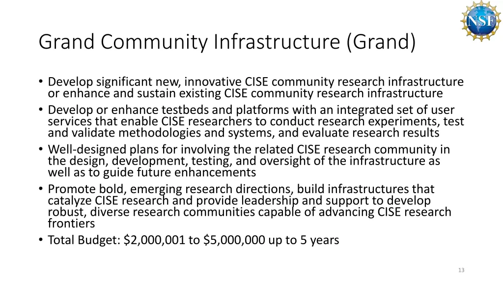 grand community infrastructure grand