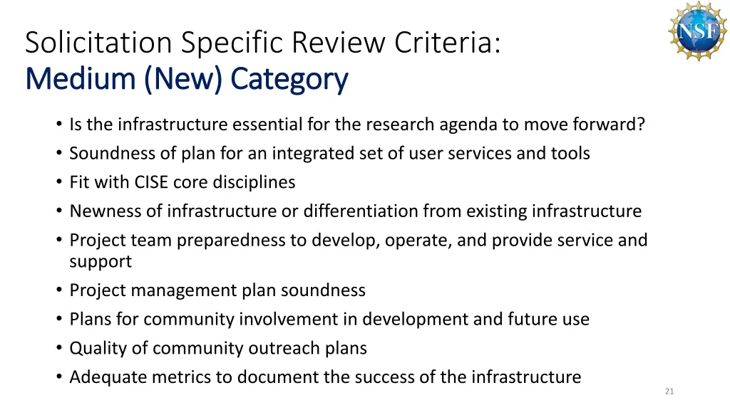 solicitation specific review criteria medium