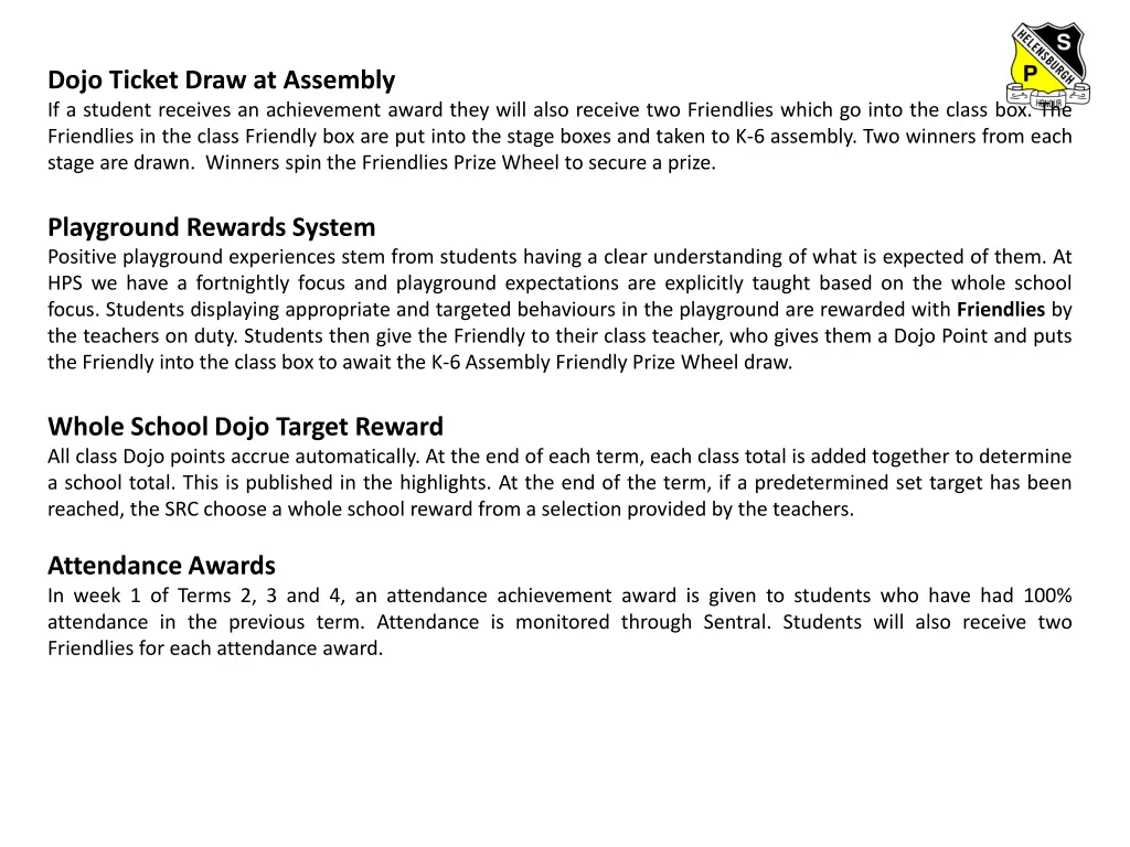 dojo ticket draw at assembly if a student