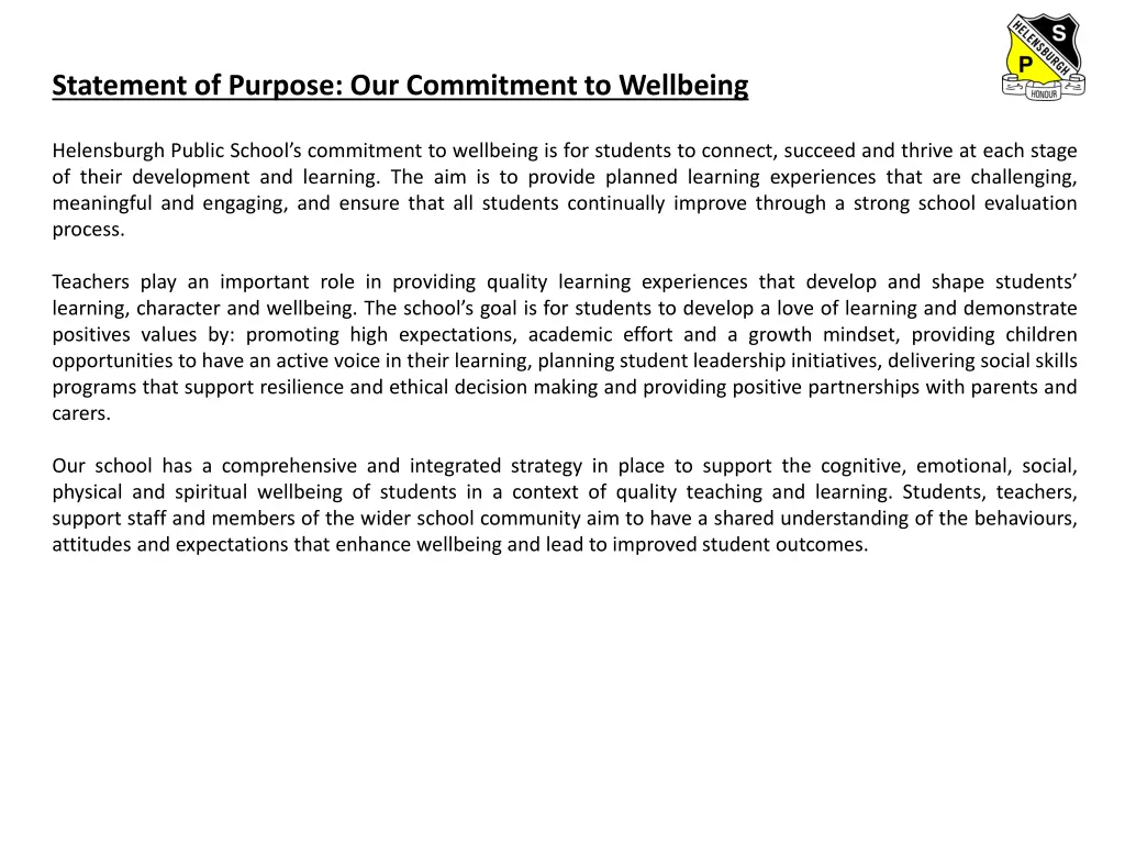 statement of purpose our commitment to wellbeing