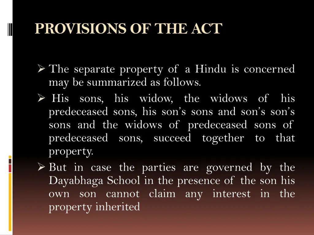 provisions of the act