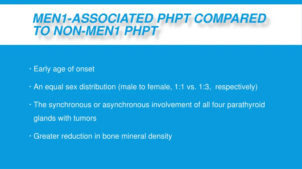 men1 associated phpt compared to non men1 phpt