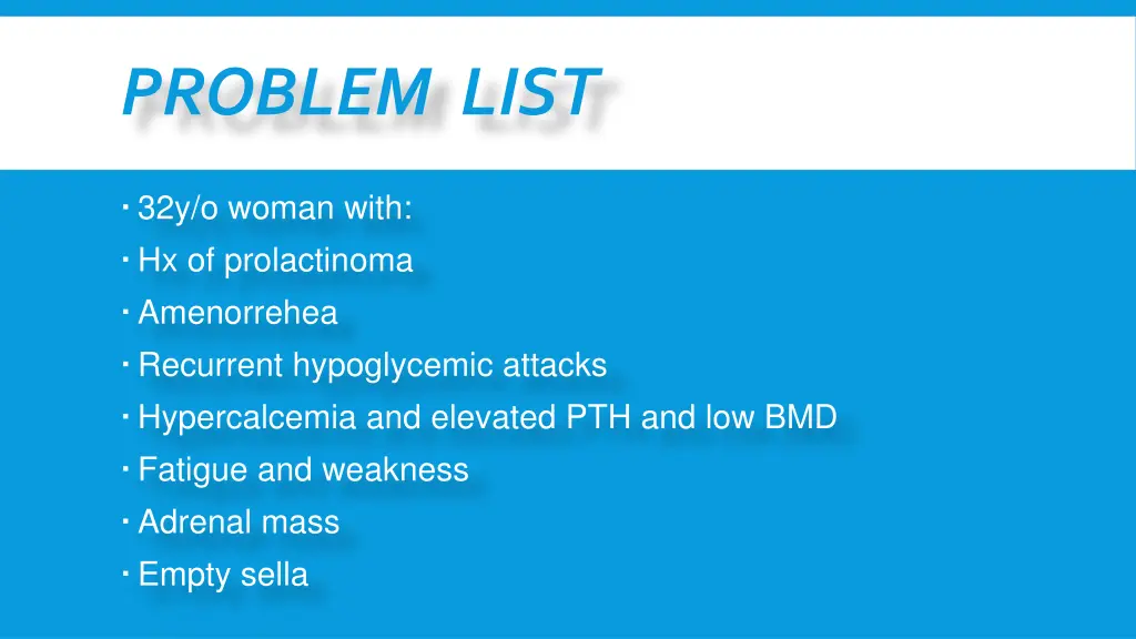 problem list