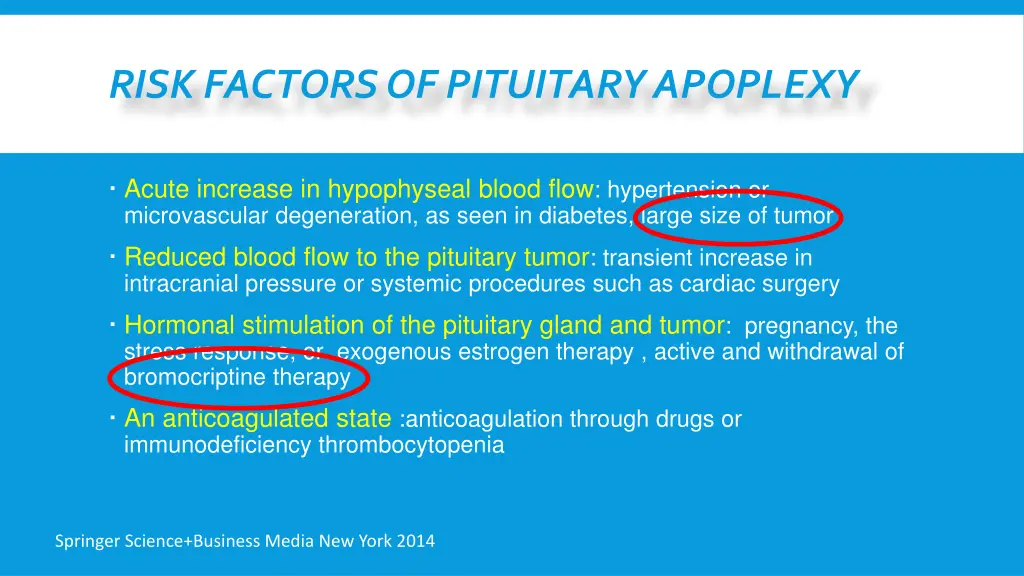 risk factors of pituitary apoplexy