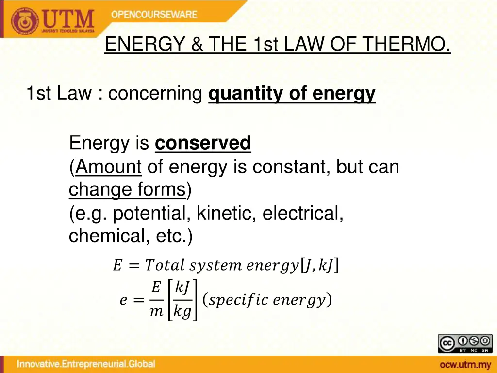 energy the 1st law of thermo