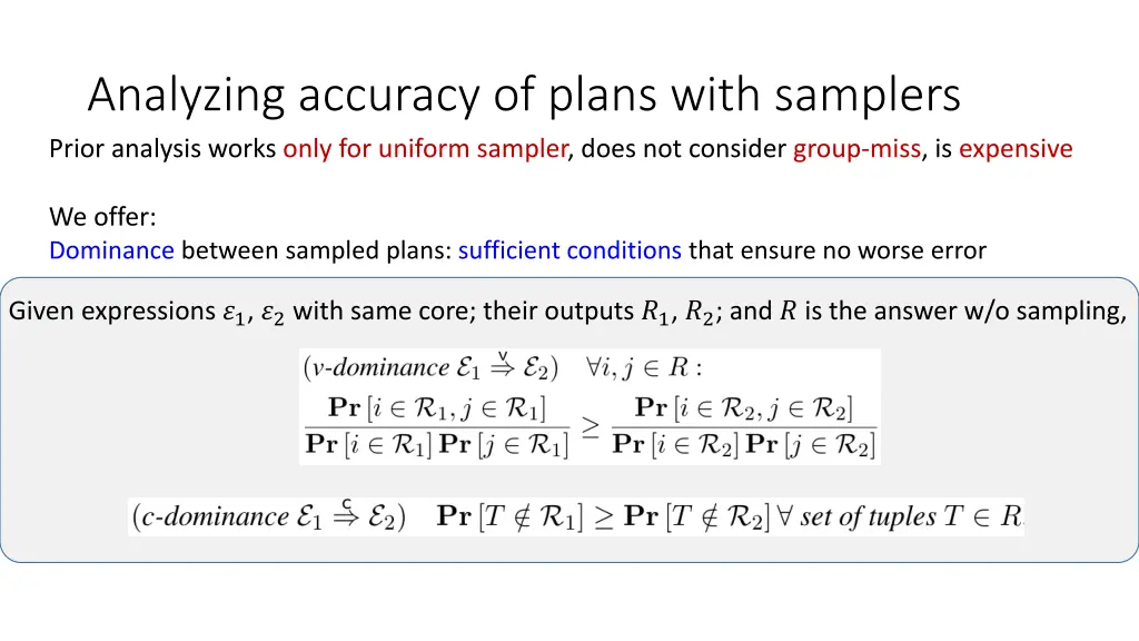 analyzing accuracy of plans with samplers prior