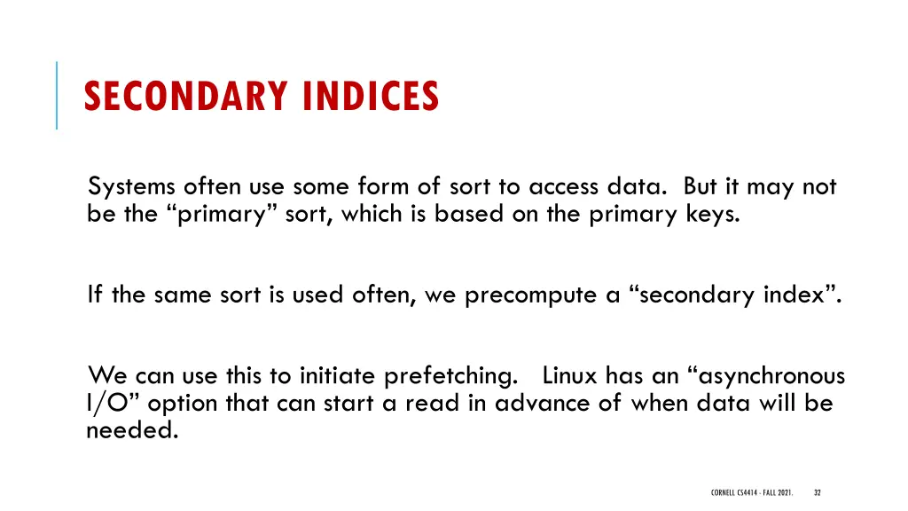secondary indices