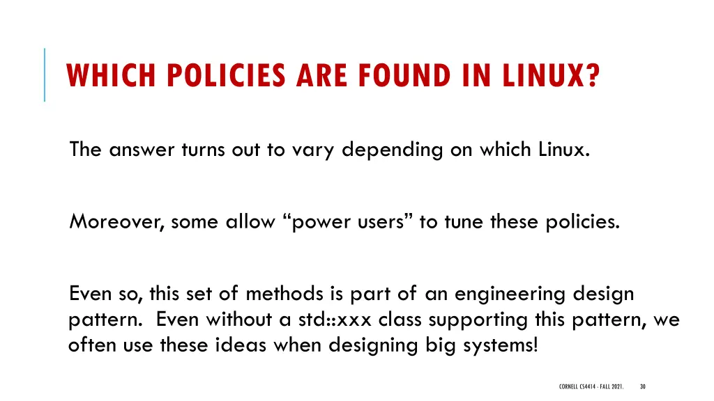 which policies are found in linux