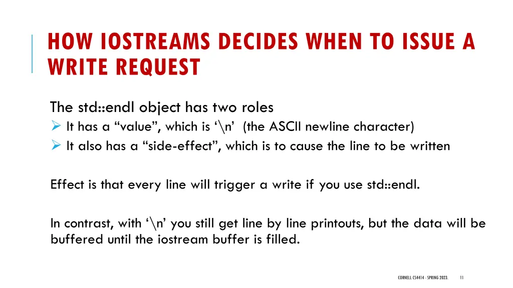 how iostreams decides when to issue a write