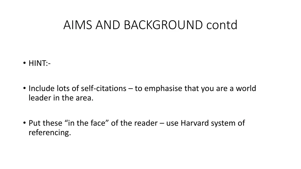 aims and background contd