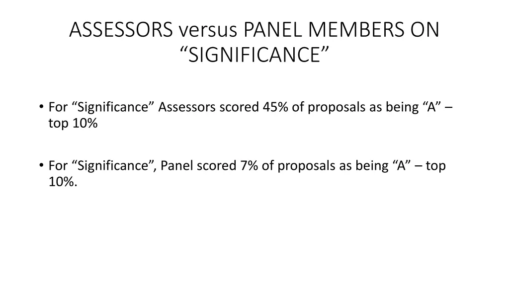 assessors versus panel members on significance