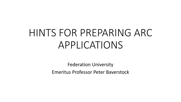 hints for preparing arc applications