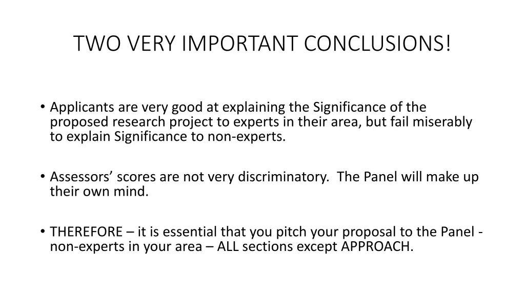 two very important conclusions