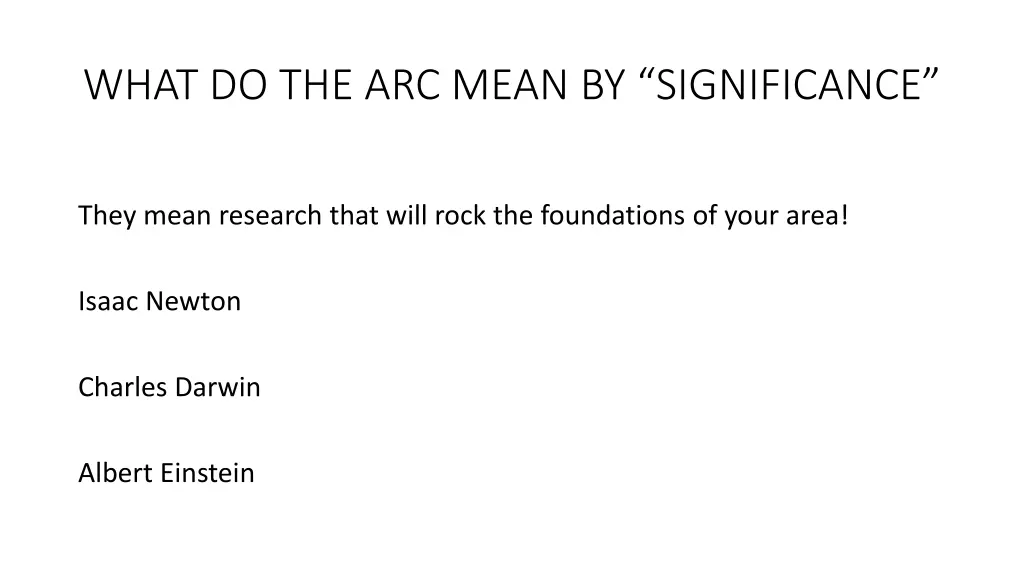 what do the arc mean by significance