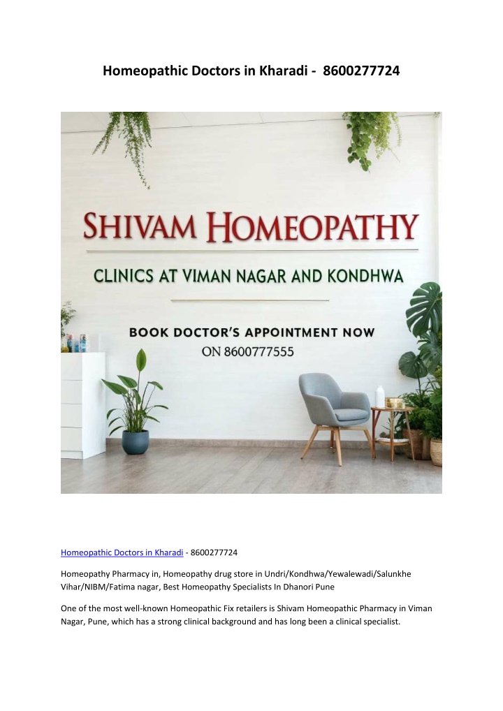 homeopathic doctors in kharadi 8600277724