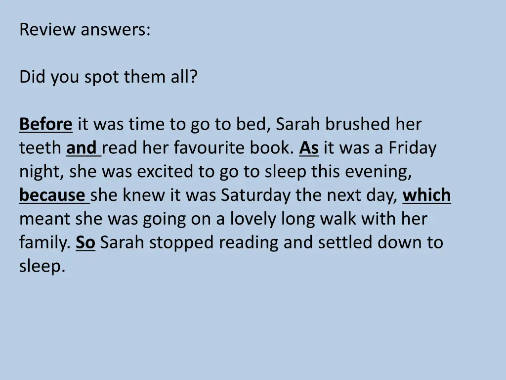 review answers