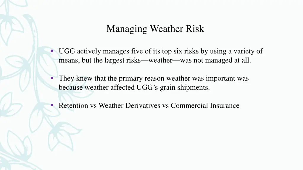 managing weather risk
