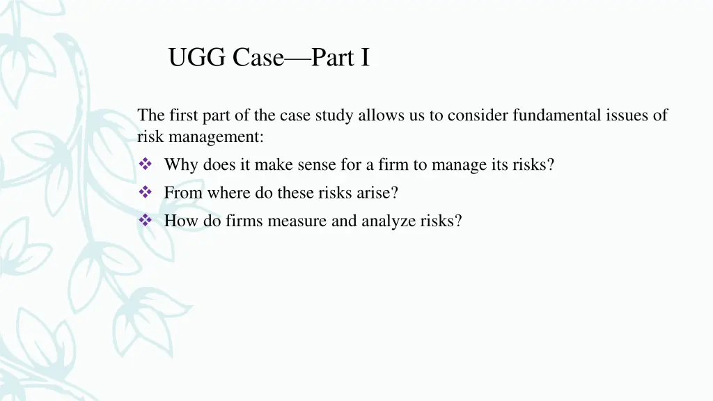 ugg case part i