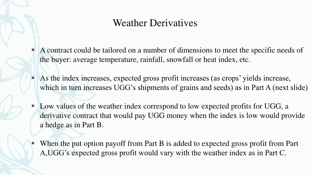 weather derivatives