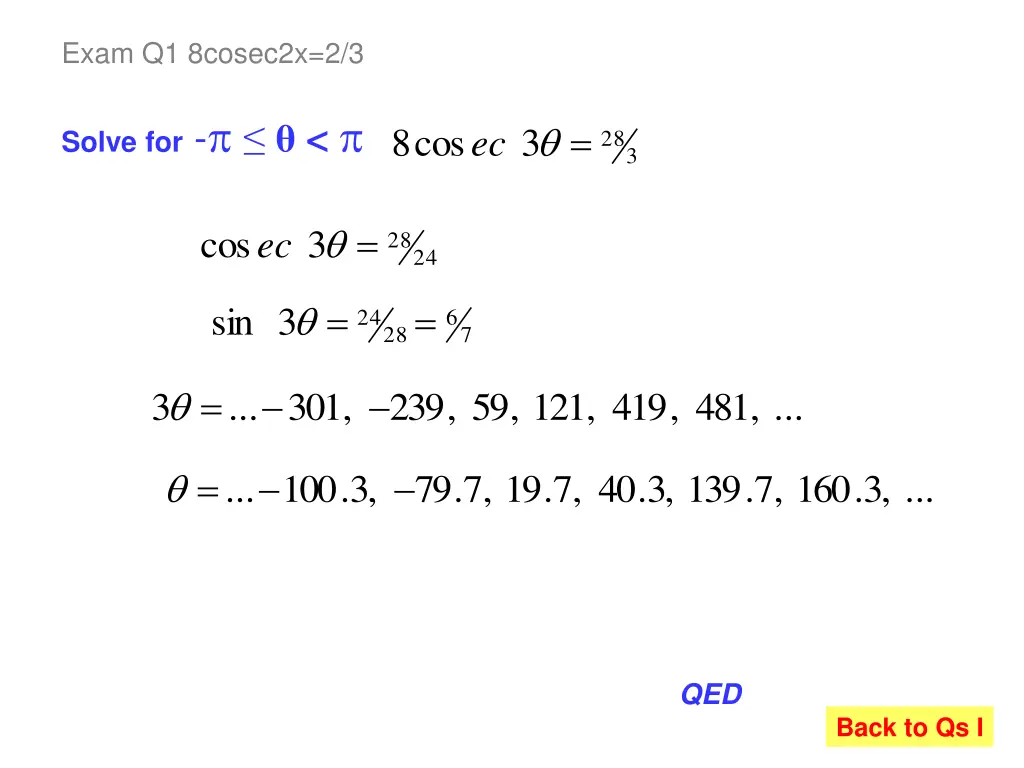 exam q1 8cosec2x 2 3