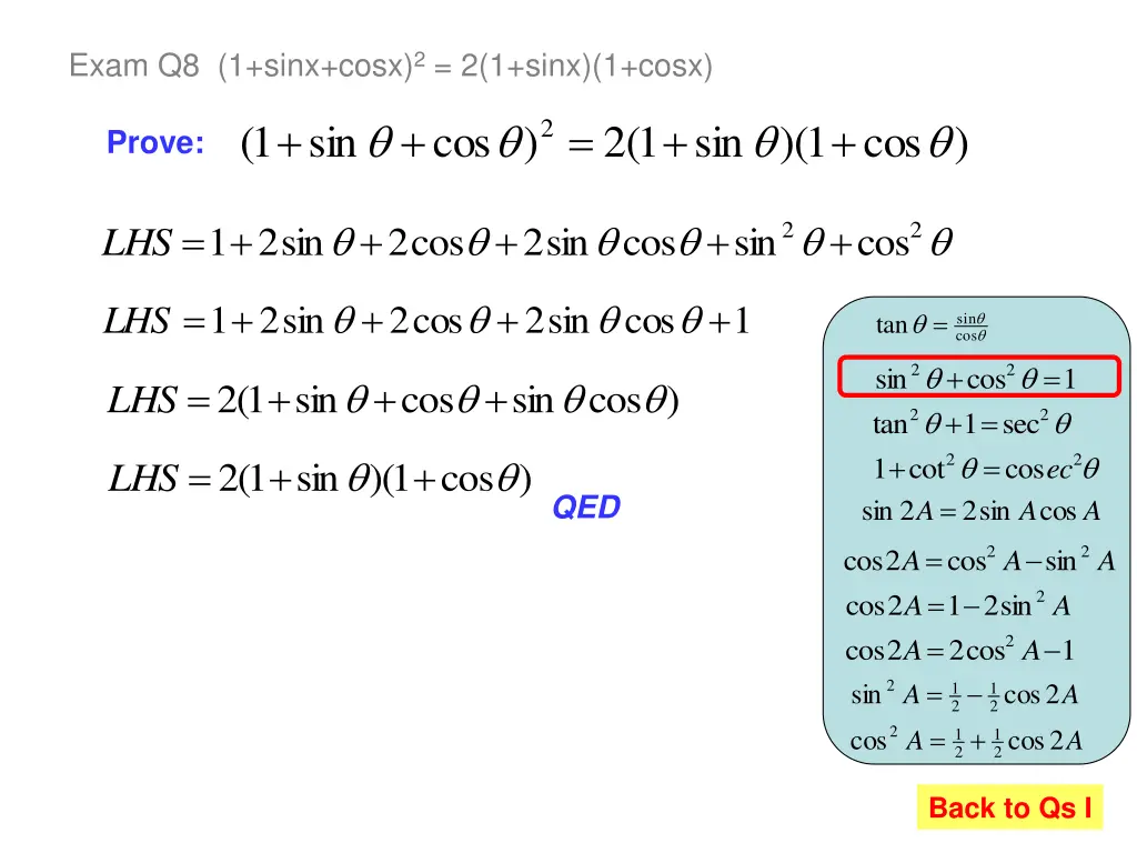 exam q8 1 sinx cosx 2 2 1 sinx 1 cosx