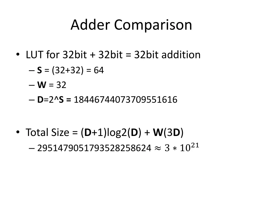 adder comparison