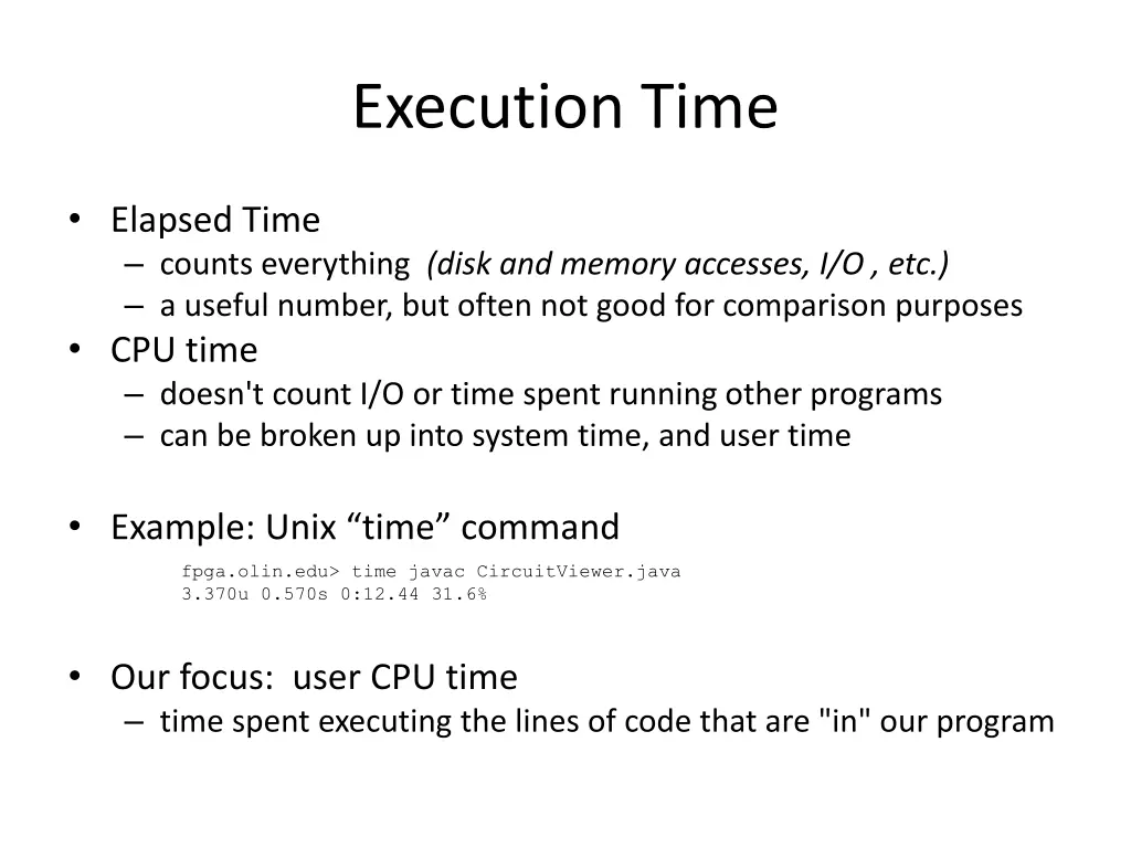 execution time
