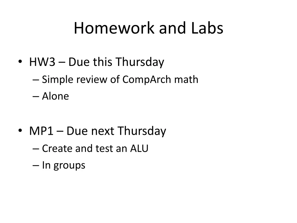 homework and labs