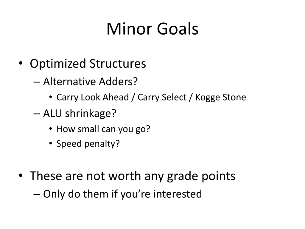minor goals