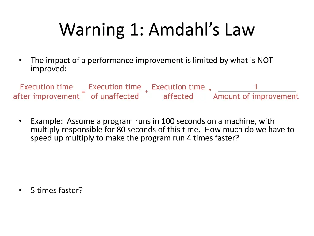 warning 1 amdahl s law