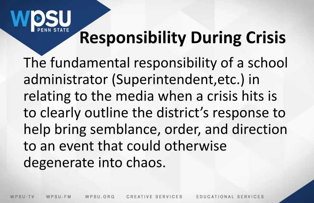 responsibility during crisis