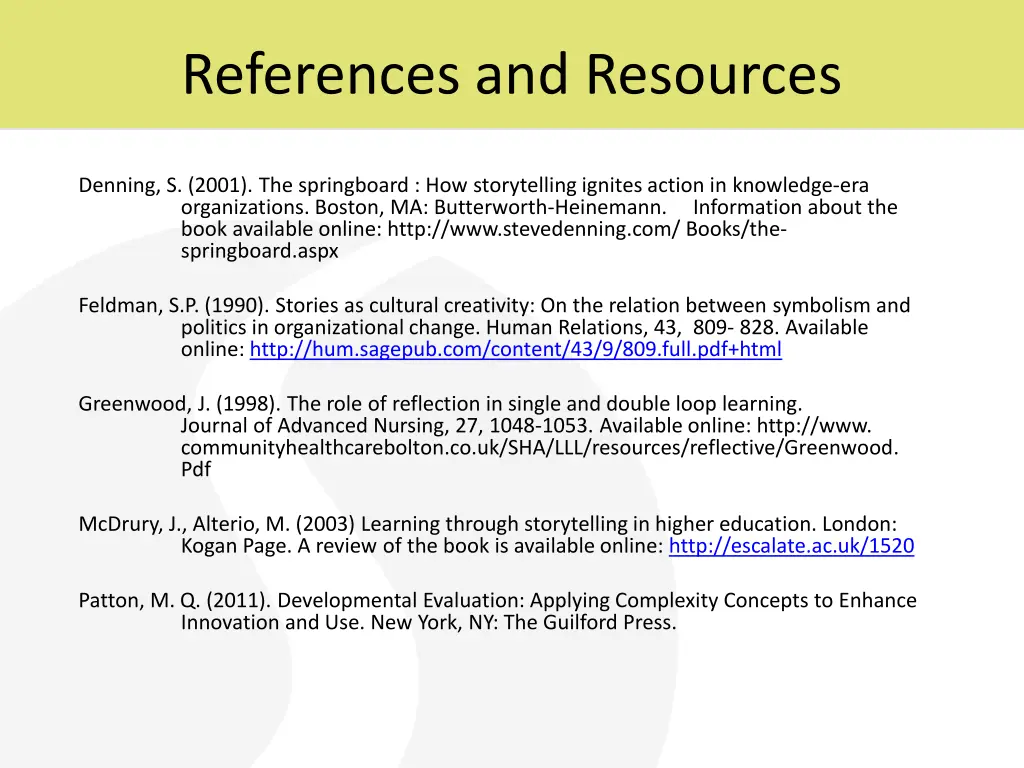 references and resources