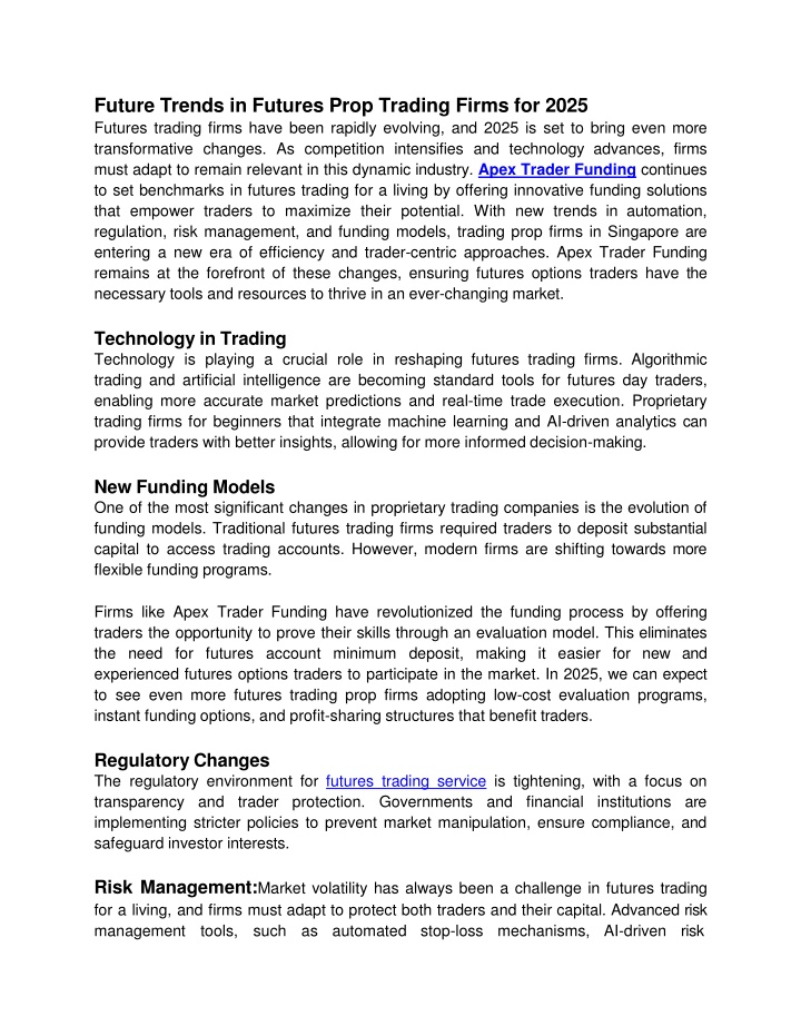 future trends in futures prop trading firms