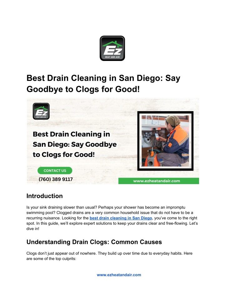 best drain cleaning in san diego say goodbye