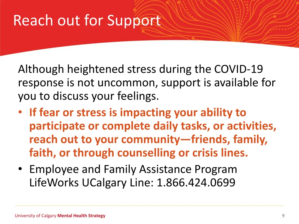 reach out for support