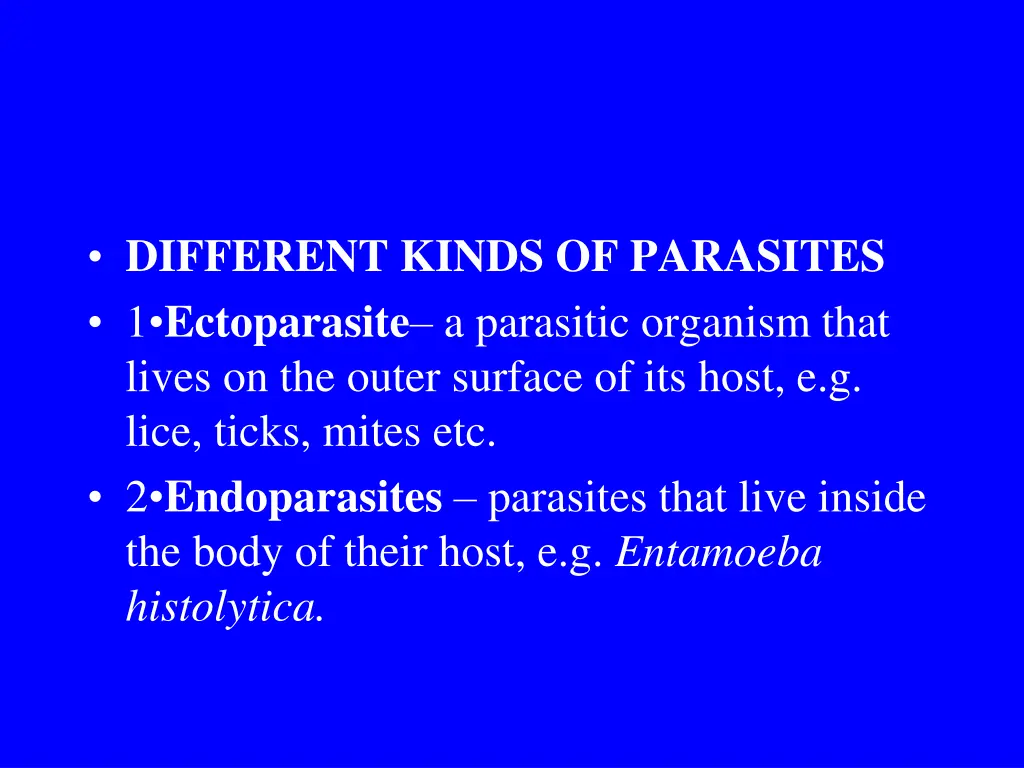 different kinds of parasites 1 ectoparasite
