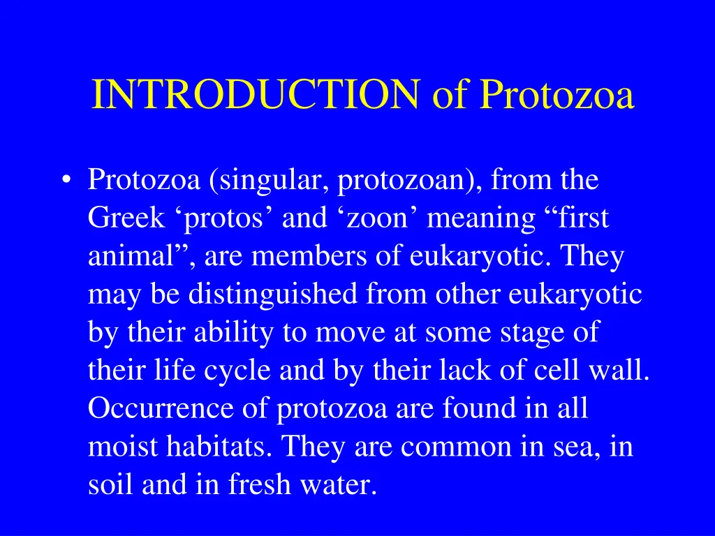 introduction of protozoa