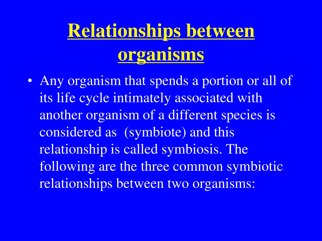 relationships between organisms