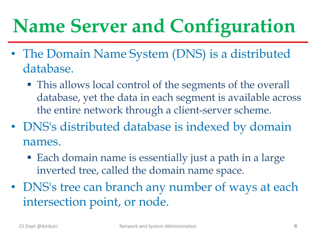 name server and configuration
