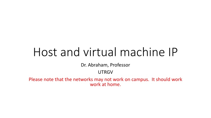 host and virtual machine ip