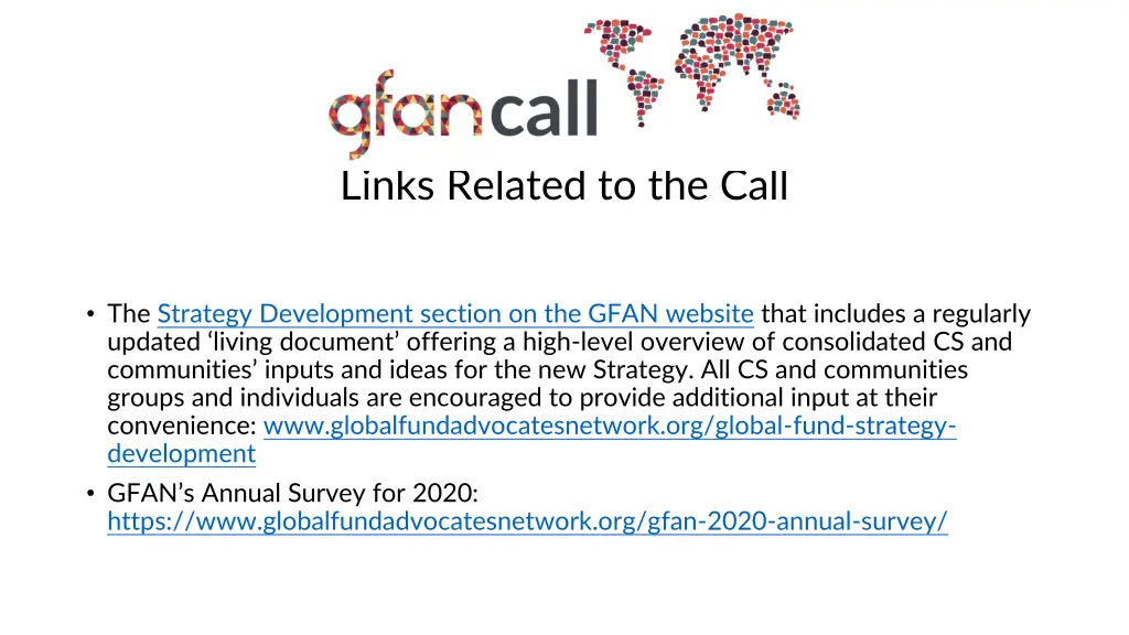 links related to the call