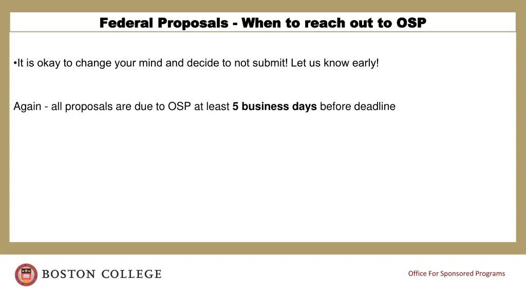 federal proposals federal proposals when to reach