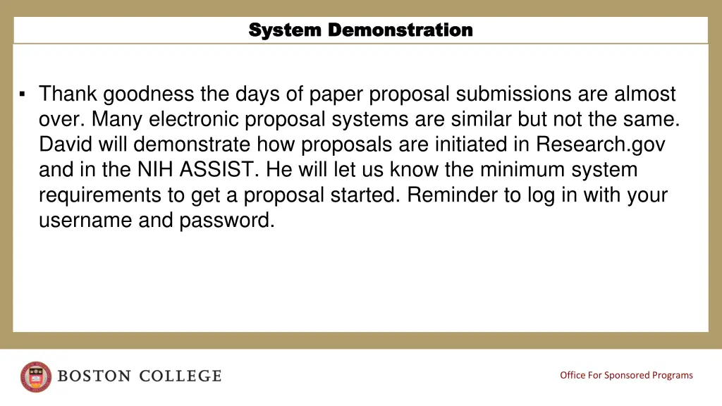 system demonstration system demonstration